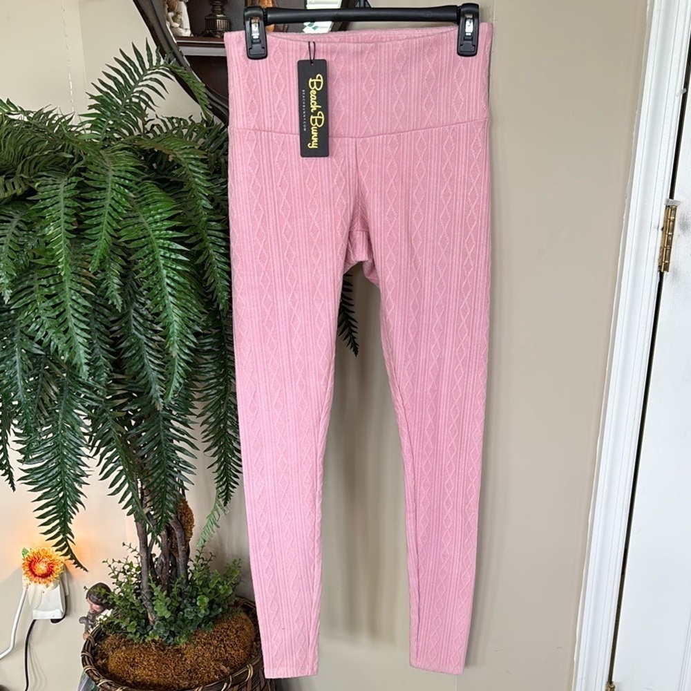Brand New Beach Bunny Blush Pink Sweater Knit Harlow Pants Full Length Leggings